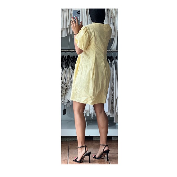 Anthropologie Maeve Yellow Puff Sleeve Pleated Mini Dress NWOT X-Large - Picture 5 of 9